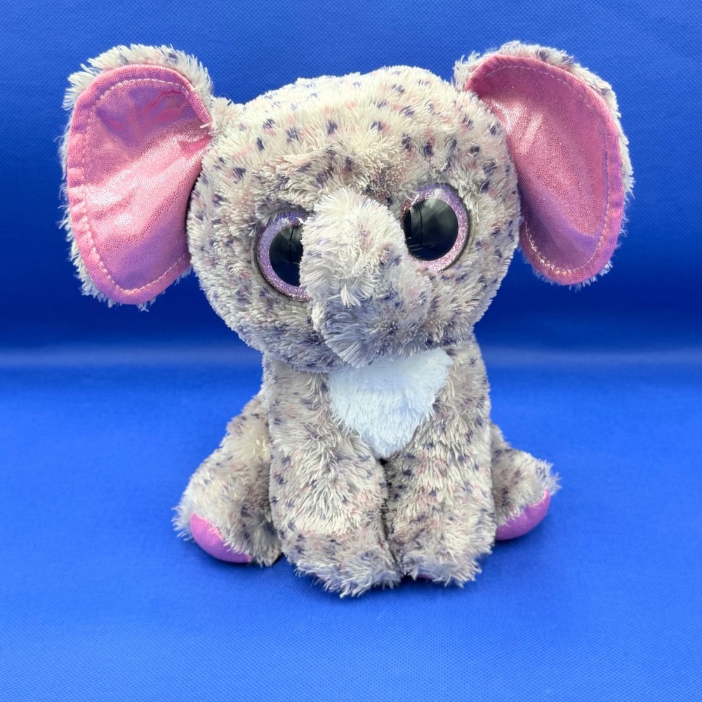TY Beanie Boos Elephant Plush Specks Stuffed Animal 9" Pink Eyes 2015 Toy Baby